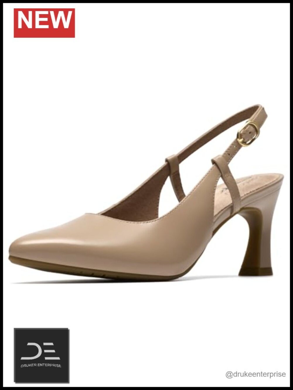 Leather Strap Pumps with Buckle - Women's Comfortable Mid Heel Shoes